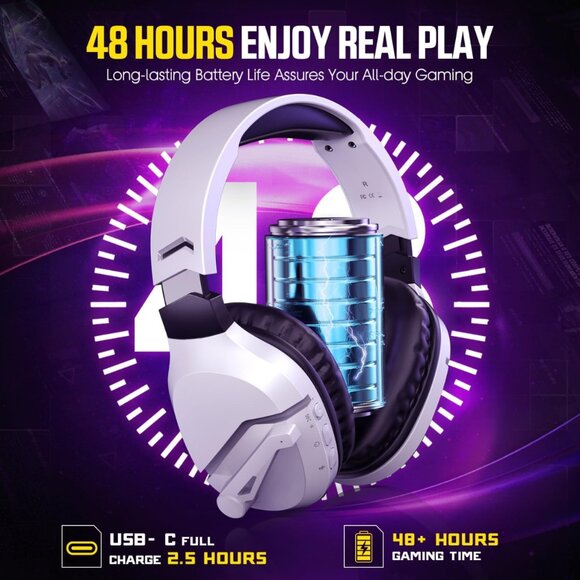 Wireless Gaming Headset with Noise Canceling Microphone for PS5, PC, PS4, 2.4G/B - Picture 3 of 9